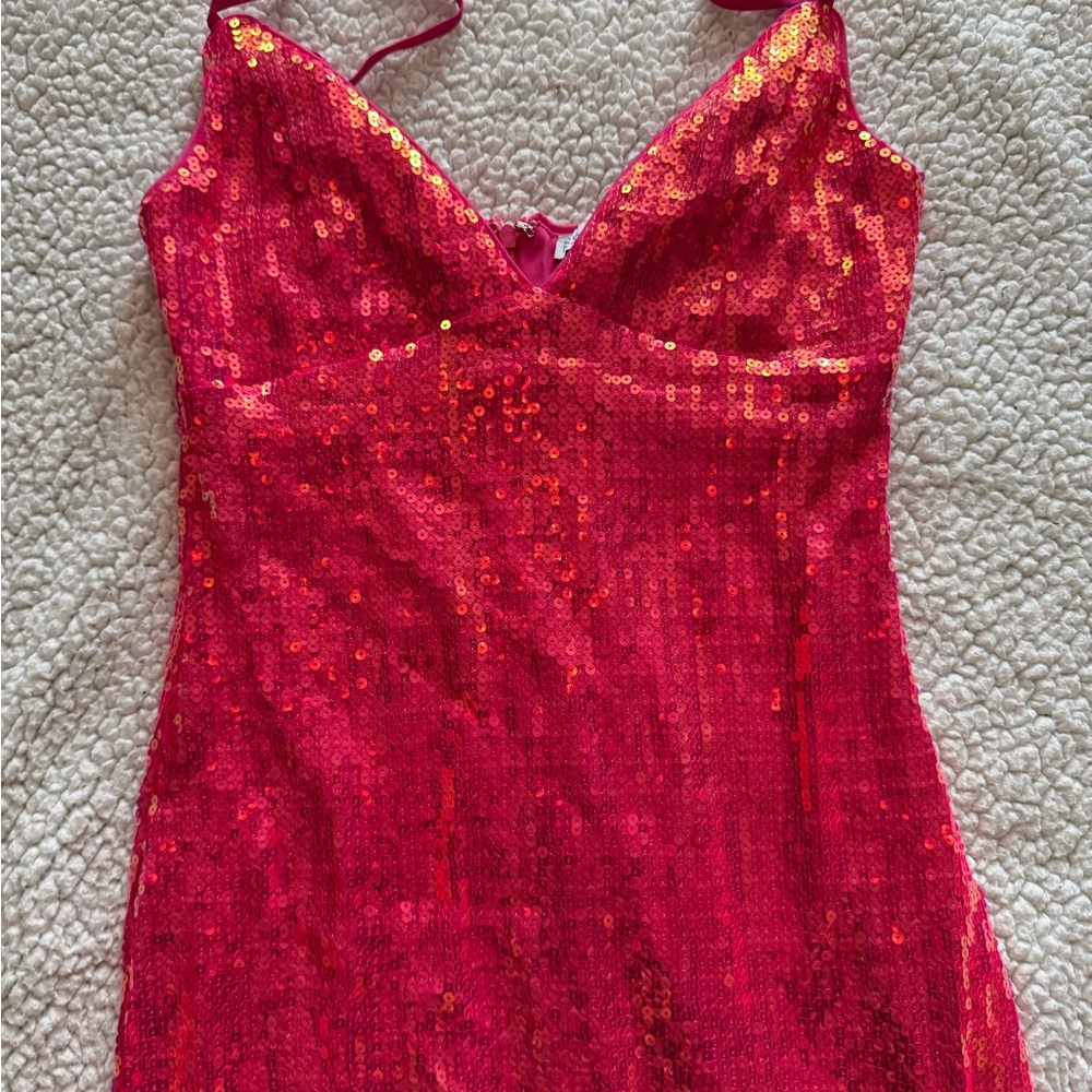 Fashion Nova Pink Sequin Mini Dress with Fringe - Picture 3 of 4